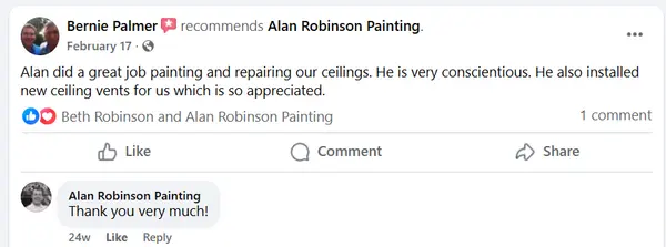 Verified five-star review for Alan Robinson Painting — screenshot 11